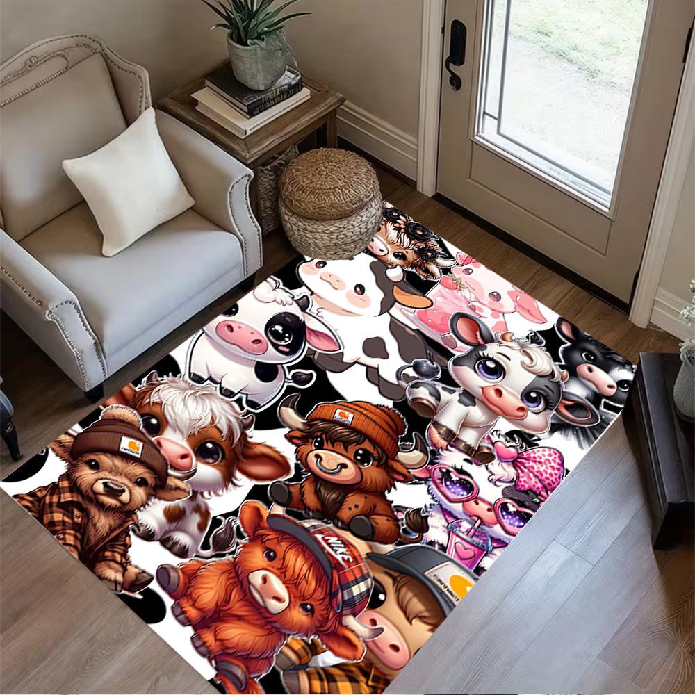 1pc home carpet highland cow design for office decor bedroom gift