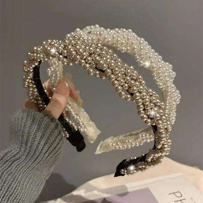 Fairy Tale Style Braided Pearl Headbands Vintage Wide Edge Hair Hoops Ladies Hair Accessories