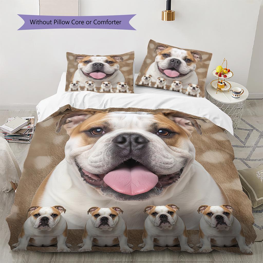 Pit Bull Pattern Bedding Quilt Set Quilt Cover Pillowcase Home Decoration Gift (1 * duvet cover + 2 * pillowcase, without core)
