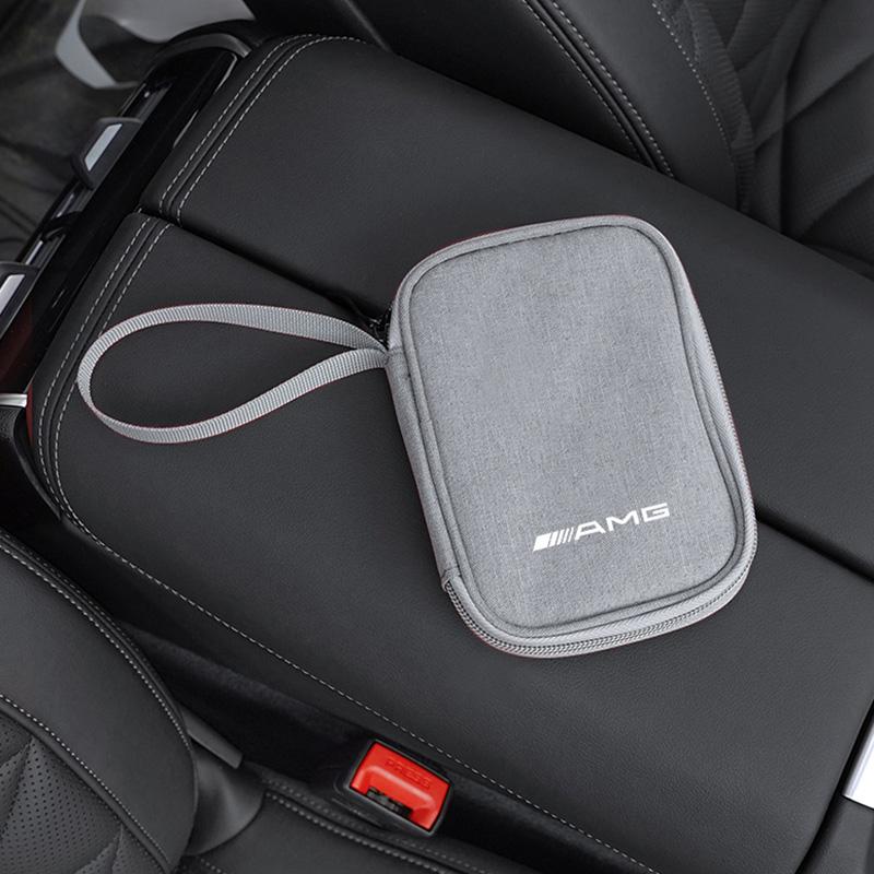 Car Key Bag ID Card Earphone Charger Storage Box Tire Valve Cap For Mercedes Benz AMG W223 W213 W206 W464 W247 W167 W166 W222