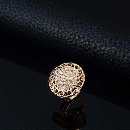 4Pcs/Set Jewelry Sets Hollow Round Pendant Rhinestone Decor Alloy Women Fashion Jewelry Sets for Gifts