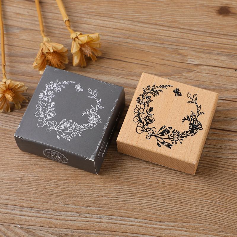Huano Time Series Wooden Forest Secret Realm Stamps Fresh Literary Handbook DIY Decoration Material Stamps Assorted Stamp