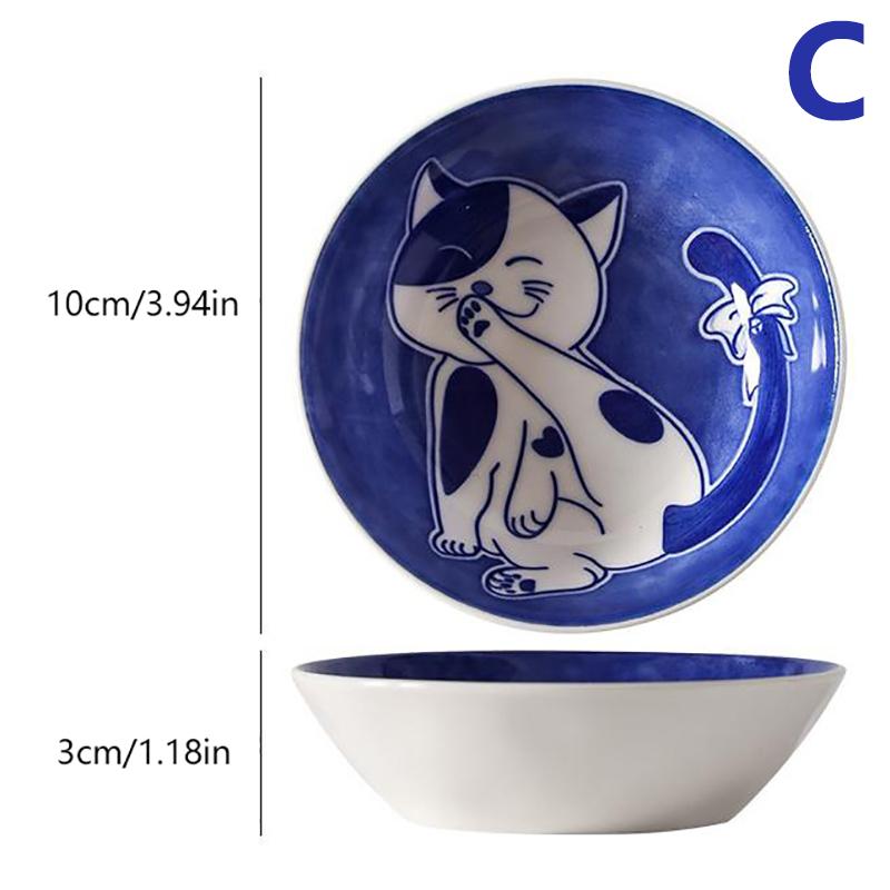 Ins Cute Cute Cat Flavor Dish Ceramic Round Seasoning Dish Children S Cartoon Creative Tableware Vinegar Dish Dipping Dish C