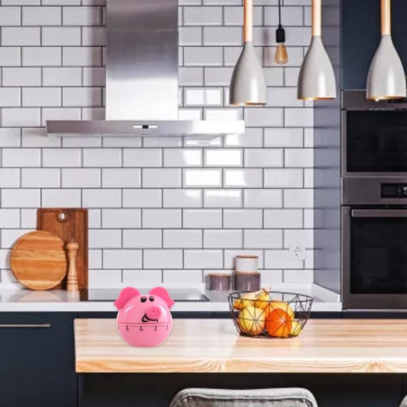 Niedliche Schweinchenform Küchen-Mechanischer Timer Kinder für Zeitmanagement-Erinnerung Neuheit Manueller Kochtimer 60 Minuten Countdo