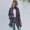 Batwing Long Sleeve Open Stitch Mid-Length Fit Shawl Loose Cardigan Fall Winter Artificial