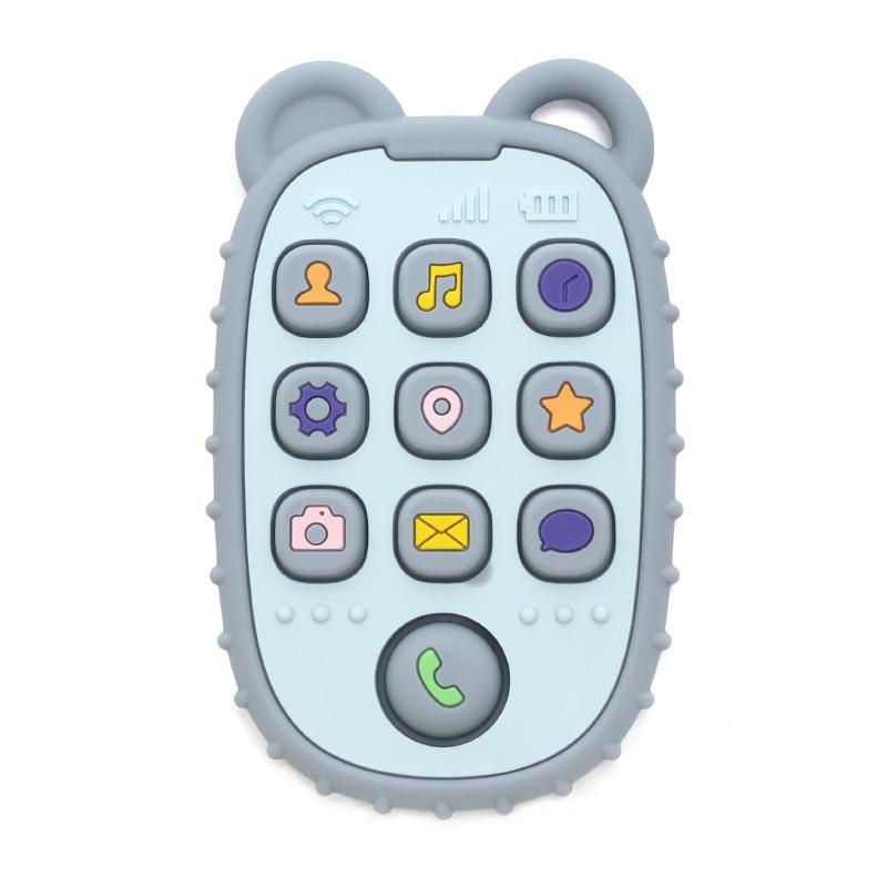 Baby Teether Mobile Phone Shape Silicone Teether Teething Toy Kids Sensory Educational Toy Baby Gift Set