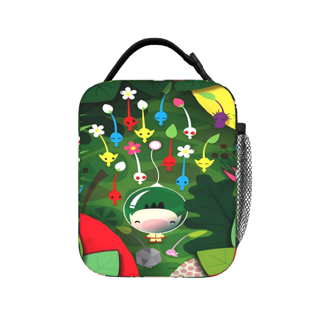 Kawaii Pikmin Cartoon Print Lunch Bag For Unisex Designer Lunch Box Travel Cooler Bag Convenient Waterproof Tote Food Bags