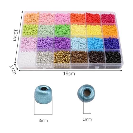 Glass Beads, Transparent Core, Bead Kit, Round Seed Beads, Accessory Kit, DIY Supplies, Crafts, Jewelry, Handmade Materials, Approximately 5,200