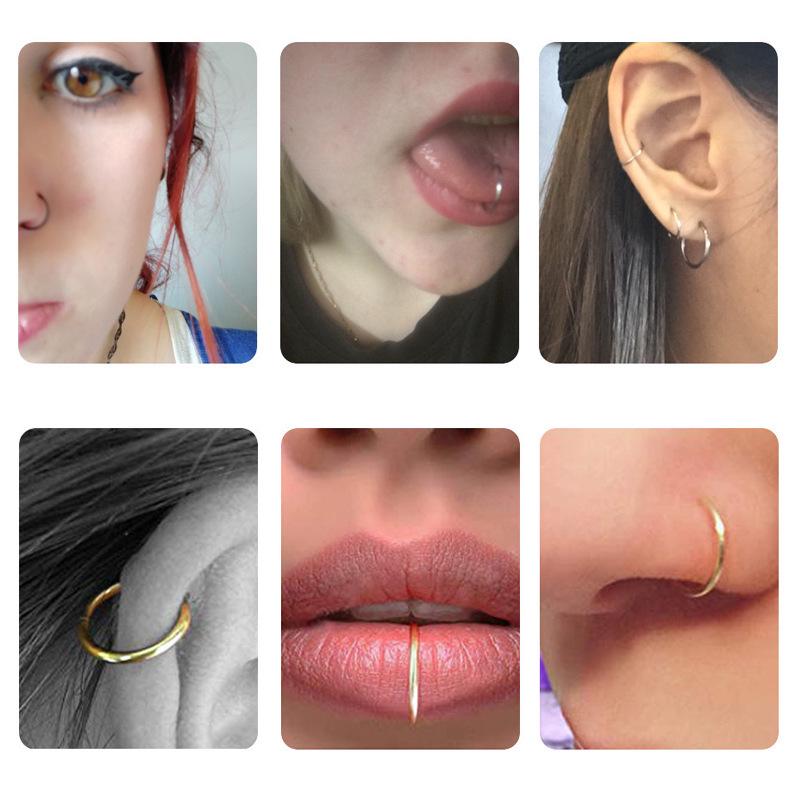 Titanium Steel Earrings, Nose Rings, Nipple Rings, Simple Stainless Steel Ear Cuffs, and Hoops for Men and Women