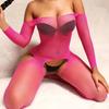 Ett stykke skrittløs kroppsstrømpe for sex Gjennomsiktig sexy undertøy Sexy bodysuit Erotiske kostymer Rose helkroppsstrømper