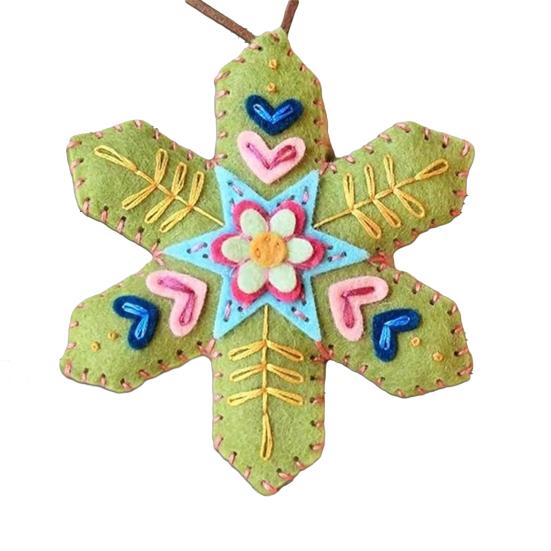 Vyšívané plstěné ozdoby sněhové vločky Ručně vyráběné závěsné dekorace na vánoční stromek Barevné slavnostní doplňky pro sváteční domácí výzdobu