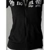 VAYLA Y2K Subculture Skull Print Zip Cardigan Short Sleeve Women Japan Slim Fit Striped Hoodie Casual Tops Fashion Streetwear Clothes