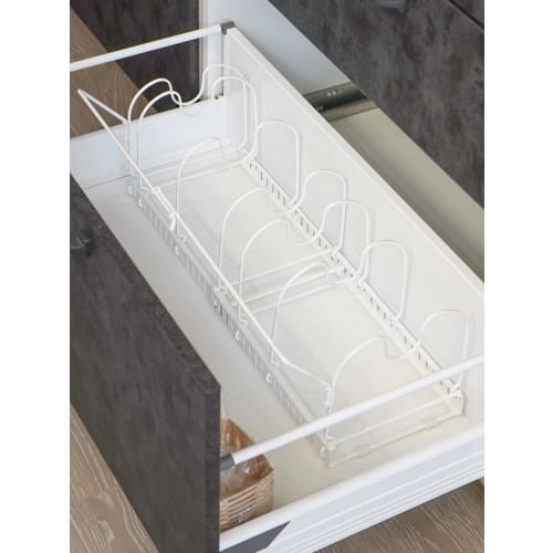 Wahei Freiz Frying Pan Rack Telescoping 33~57 X 25.5 X 19.5cm with Handle Stopper Kitchen Storage Float RG-0450