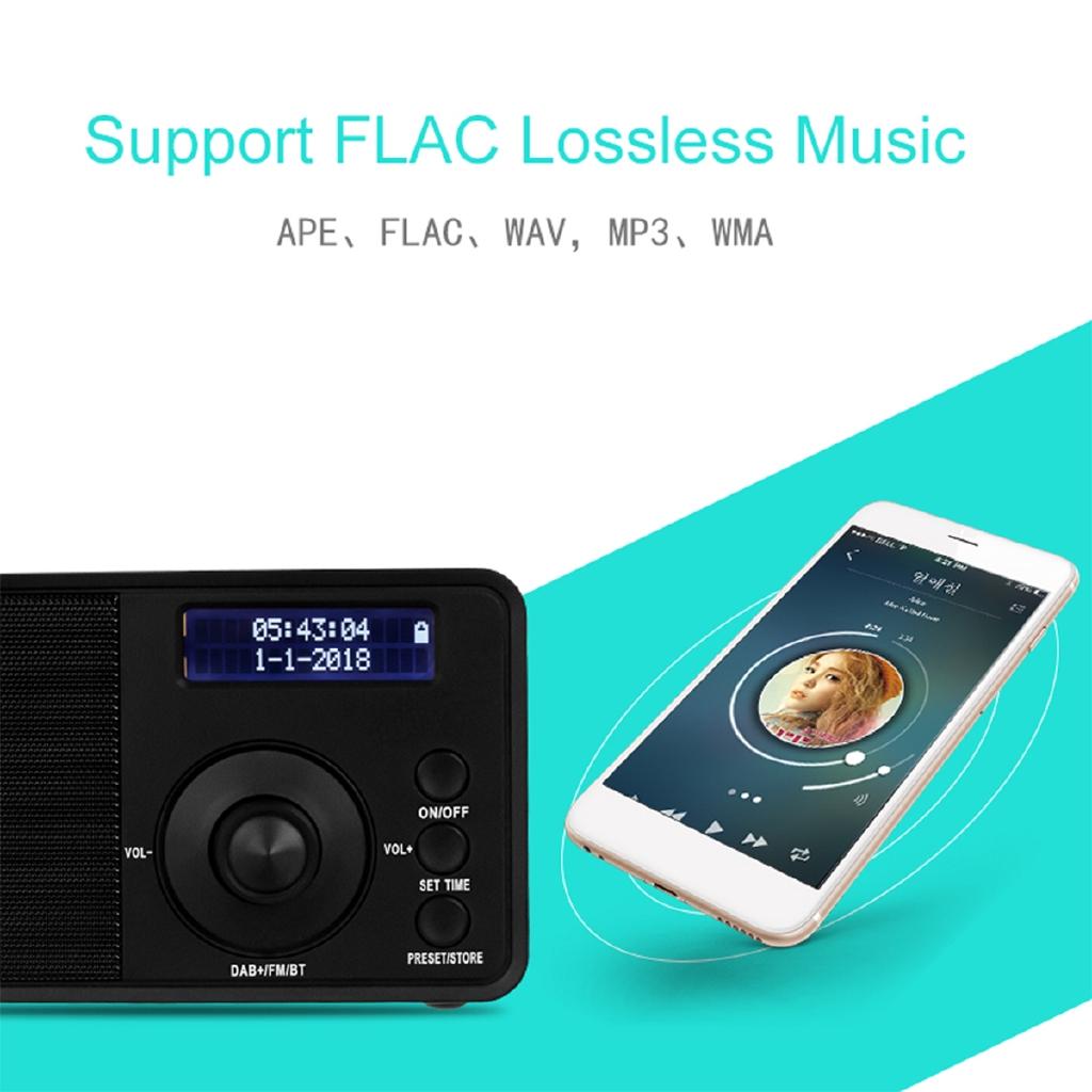 DC 5 V Portable DAB+FM Wireless Digital Radio Player Receiver Handheld Bluetooth Music Stereo Radio Speaker AUX LCD Alarm Clock
