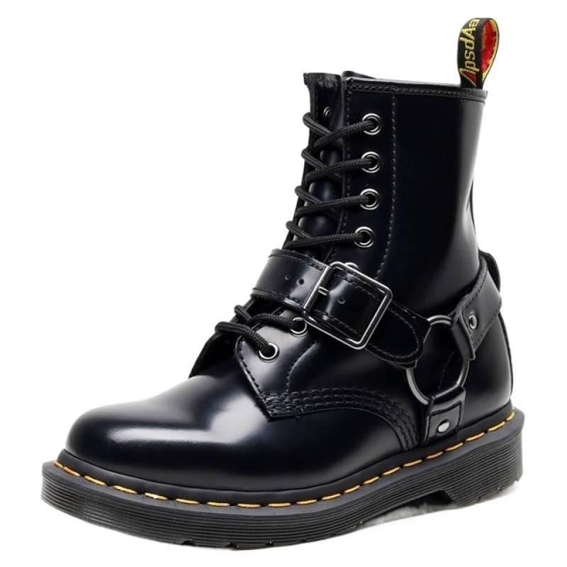 Martin Boots Buckle Belt Tooling Boots Women's Buckle Short Boots Men's and Women's Leather Boots Round Head Tide