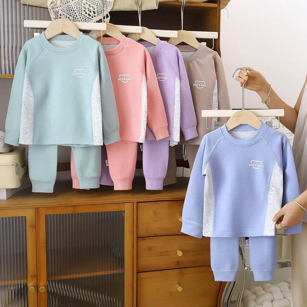 Kids' Warm Fleece Underwear Set - Thickened, Seamless Pajamas for Boys & Girls, Perfect for Autumn/Winter Home Wear