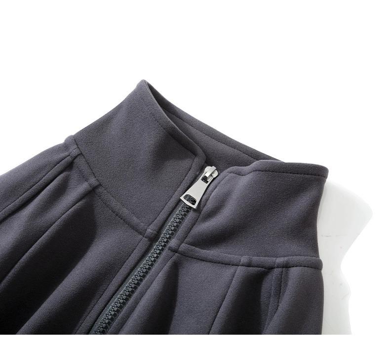 Damen Schwarze Fleecegefütterte Slim Fit Windjacke, Herbst/Winter 2025, Stehkragen, Normale Schulter.