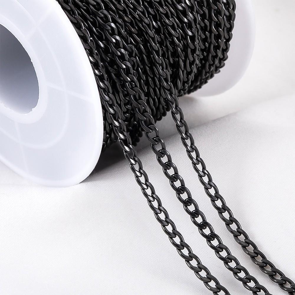 3-7mm Thickness Stainless Steel Chain Flat Chain Jewelry Making Accessory for Punk Jewelry Making