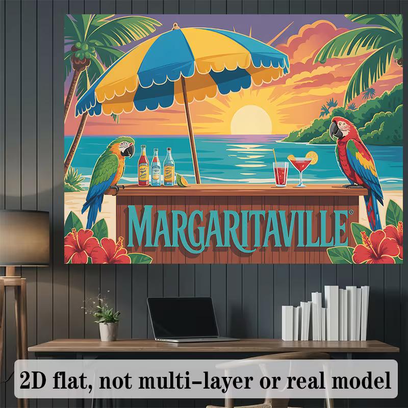 2D Margaritaville Print Party Backdrop for Summer & Tropical Celebrations