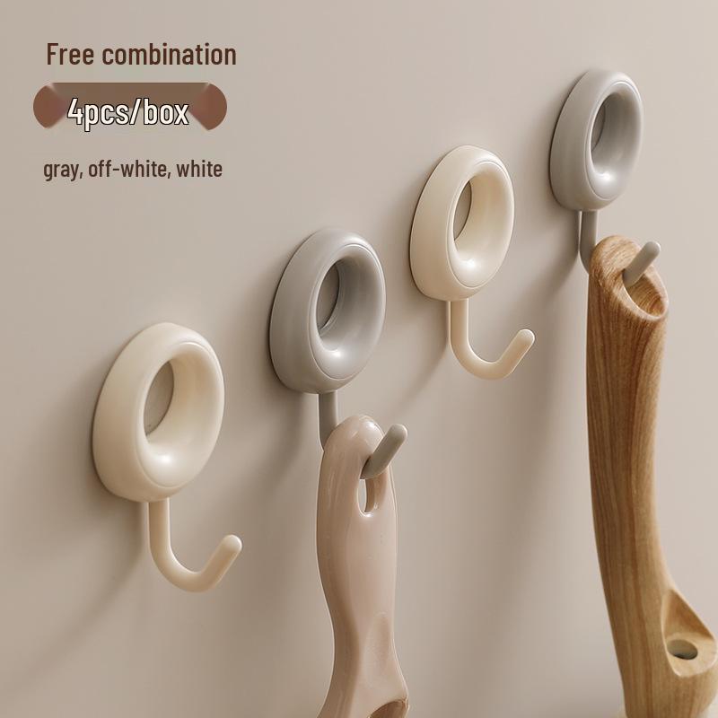 4-Piece Traceless Adhesive Hooks Set: Nail-Free Wall-Mounted Hooks for Kitchen & Bathroom Storage