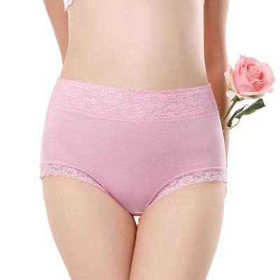 Women's Solid Color Lace High Waist Cotton Panties Sexy Tummy Tuck Hip Lift Comfortable Briefs