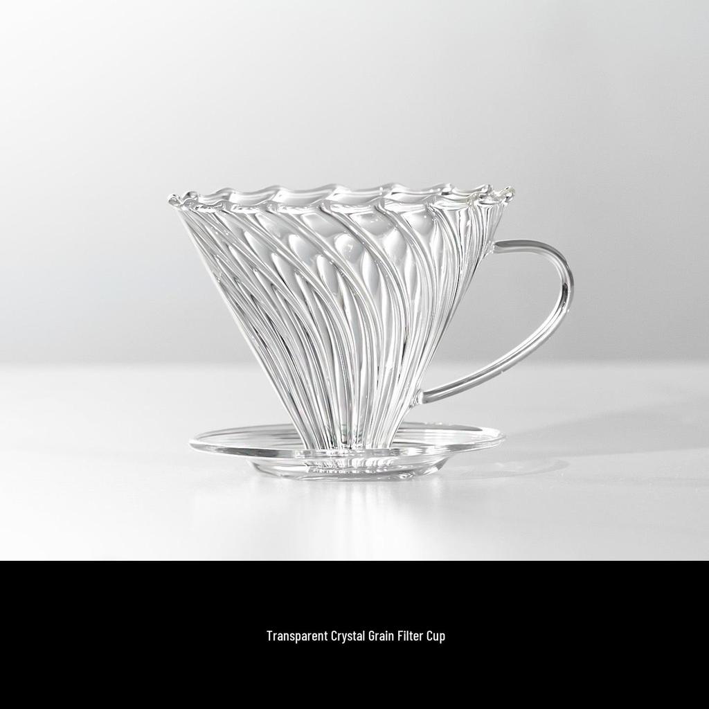 Transparent Glass Pour-Over Coffee Maker Set with Spiral Textured Filter Cup