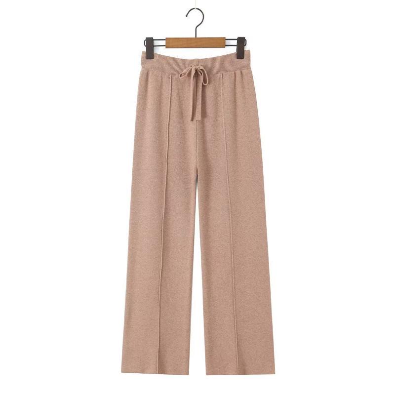

2025 Winter European Style Versatile Knit Elastic Waist Pants Medium верблюд