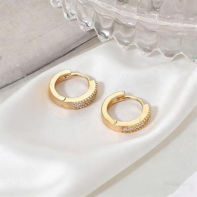 High-End French Zirconia Hoop Earrings - Retro Light Luxury Design for Autumn/Winter