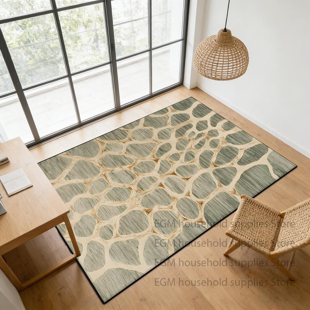 Retro Green Carpet Abstract Living Room Decoration Soft Rugs Bedroom Anti-slip Washable Customizable Dining Room Floor Mat Study