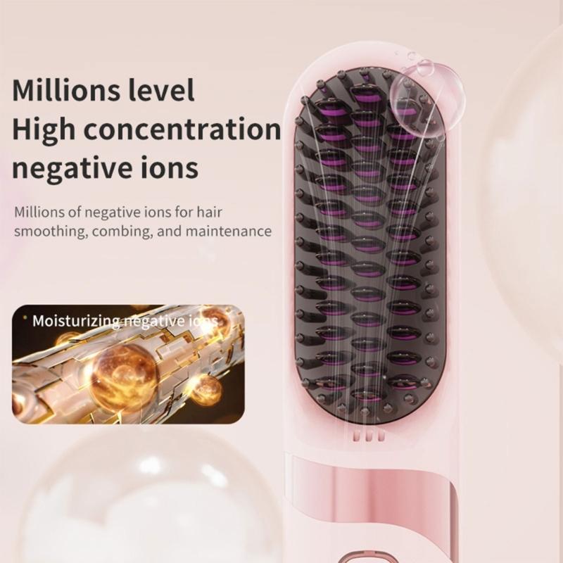 Double Purpose Hair Styler Brush USB Charging Hair Straightener 3600mAh Battery Ideal for Travel Efficient Styling