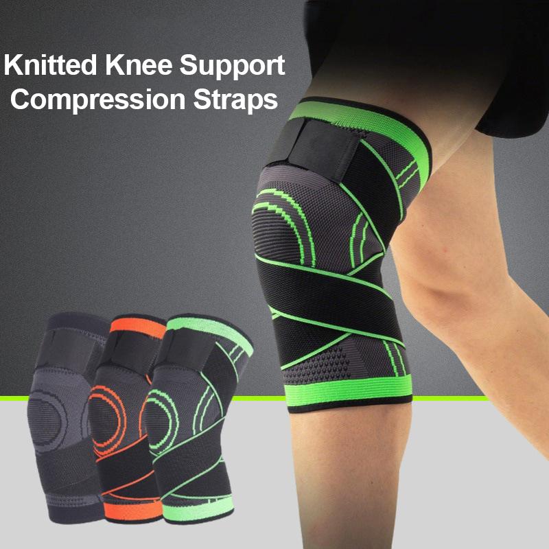 1pc Knee Support Gym Adjustable Elastic Knitted Knee Pads Basketball Breathable Cycling Sports Compression Straps Knee Sleeve
