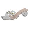 Fashion Transparent Rhinestone Women's Slippers and Ladies Sandals Designer Luxury Slides Cheap Liquidation Small Size New Fashion Shoes