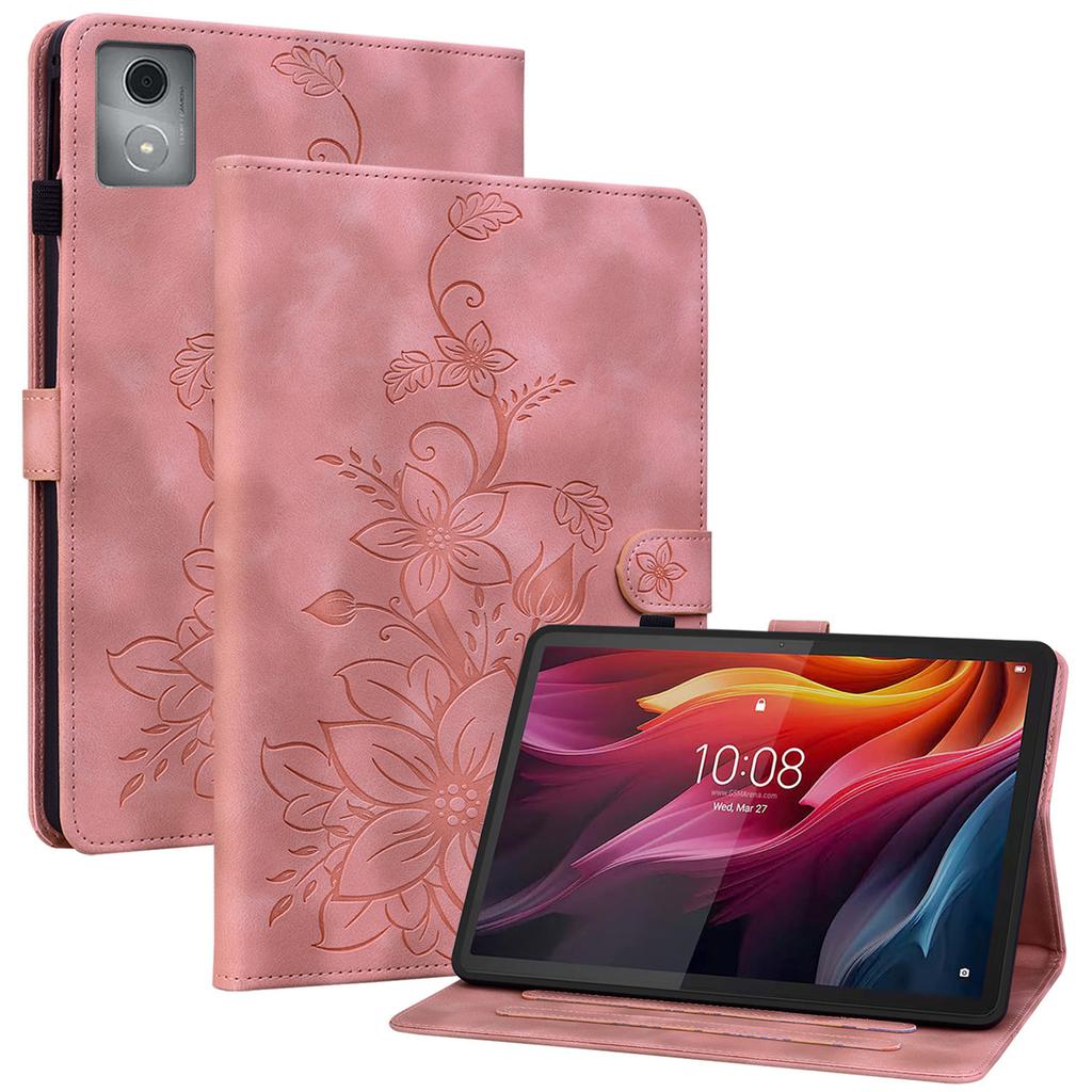 Pro Lenovo Tab K11 Plus Pouzdro Vzorek Lotosového Květu Slot pro Karty Kožený Kryt na Tablet