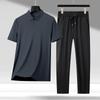LangSha Men's Ice Silk Short Sleeve Polo Set