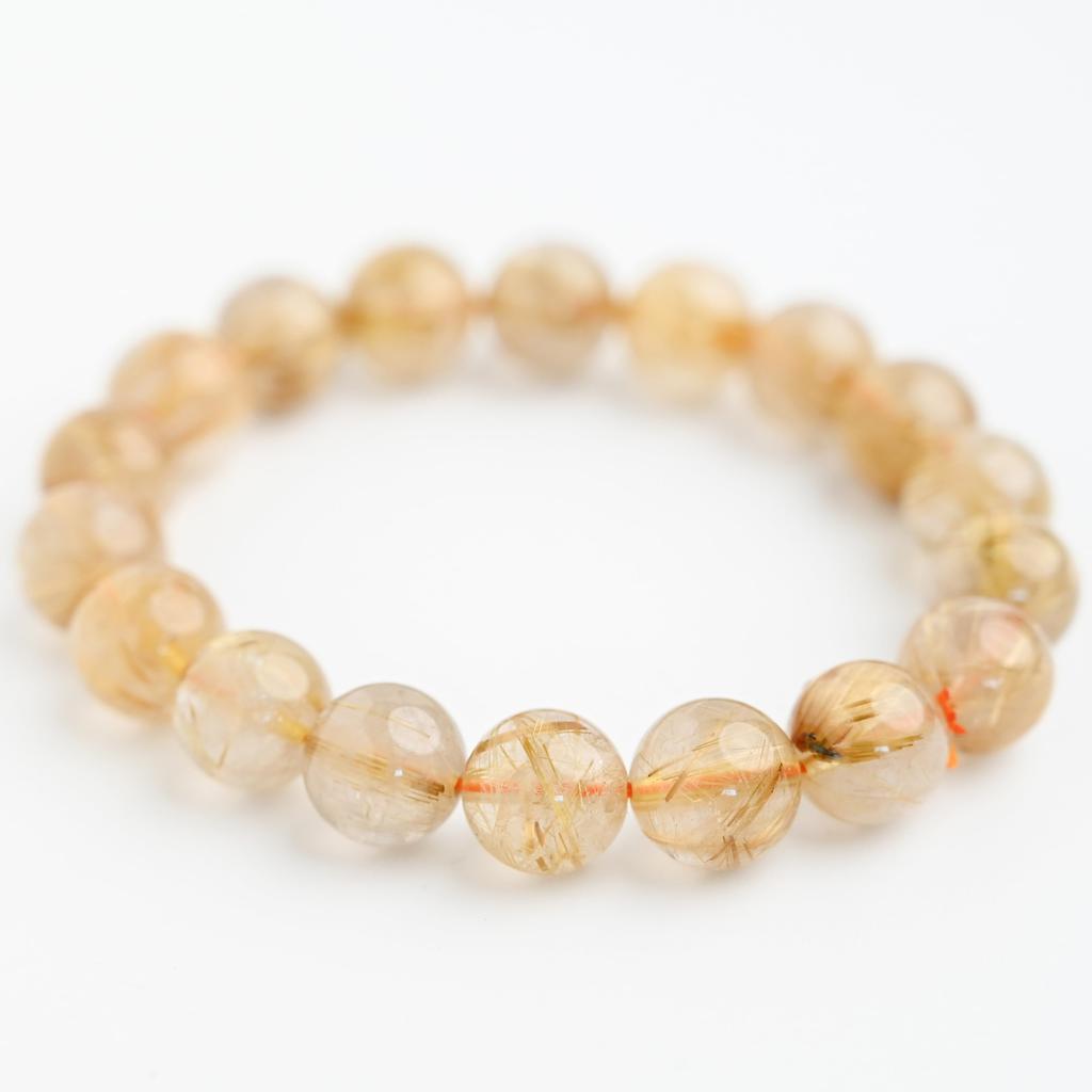 Jewelry Town Shosenkyo Rutilated Quartz 17cm Inner Power Stone for Good Fortune and Career [Eigado] Bracelet, 11.5mm Beads, Diameter,