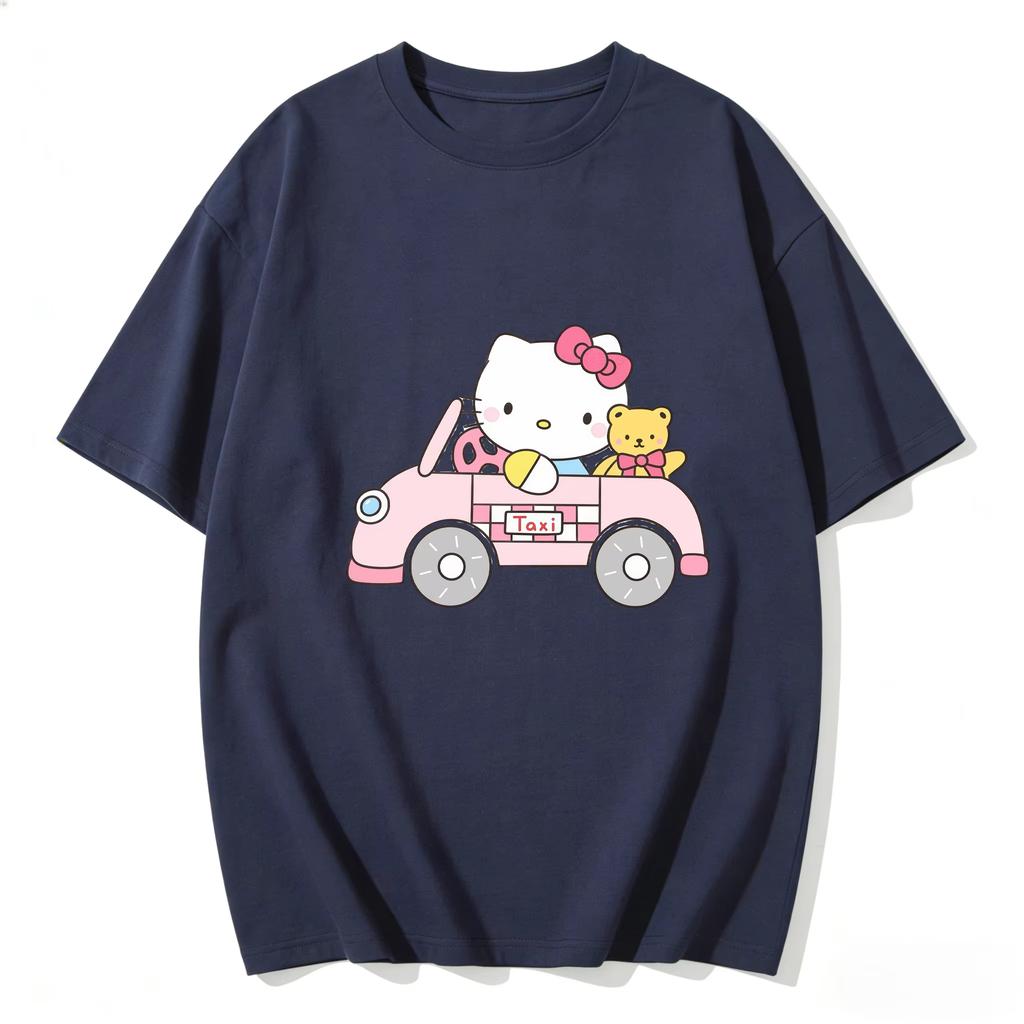 2026 new Summer HelloKitty Cute Graphic Tee Casual Short Sleeve Cotton Top for Women Girls Kawaii Cartoon Print Streetwear