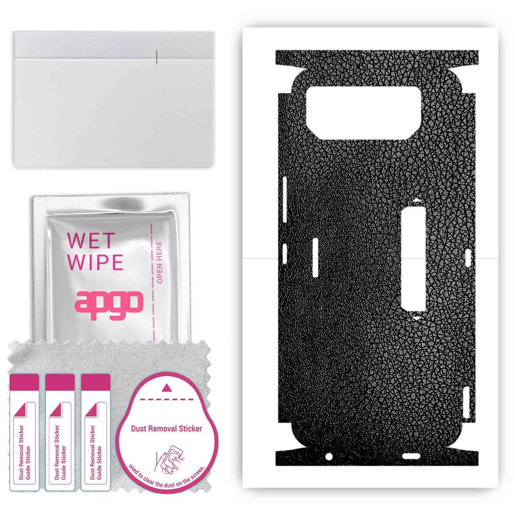 apgo Protective Skin Sticker for the Back+sides Compatible with Asus ROG Phone 6 Pro, Full Wrap Film, Foil, Vinyl - Pattern Black Leather