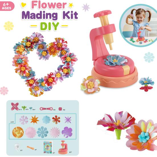 1 Set DIY Fabric Flower Bouquet Kit Kids Handmade Colorful Flower Making Toy Toddlers Girls Educational Floral Bouquet Arts Crafts Activities Toy