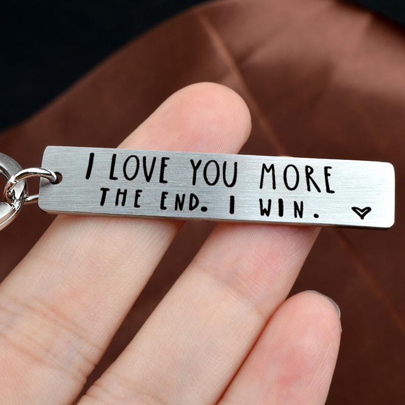 I Love You More The End I Win Funny Birthday Keychain A Personalised Gift for Him/Her Festive & Party Supplies WWO66