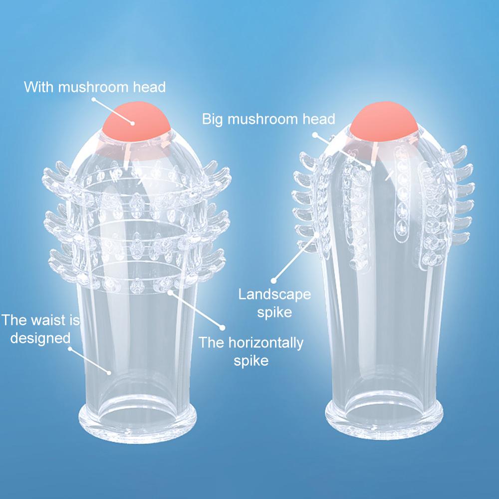 Reusable Condom Penis Extender Sleeve Male Enlargement Time Delay Spike G Spot Clit Massager Cover Condoms Adult Sex Toy