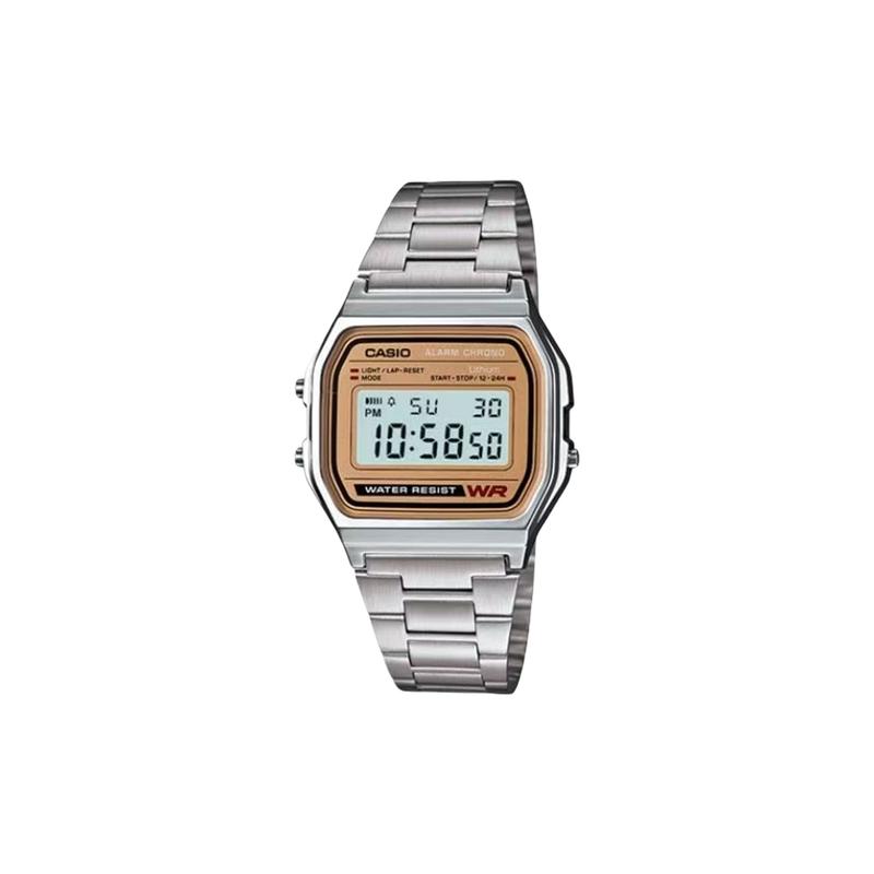 CASIO Customized watch modified series waterproof 200 meters A158WEA-9 modified-Fang Yaojin electronic movement leather strap A158WEA-9 золотой