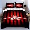 Red and Black Stripes with Soccer Logo Print Bedding Set Duvet Cover Pillowcases (1* Duvet Cover 2* Pillowcases Do Not Include Comforter)