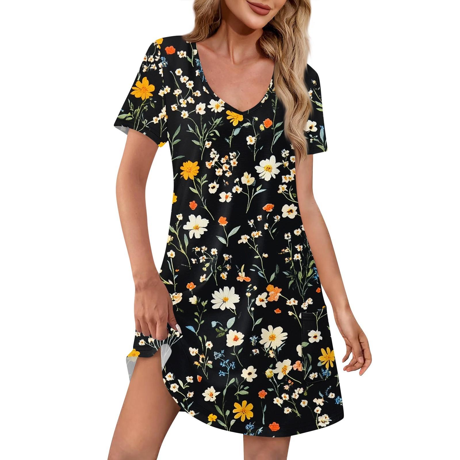 

Женские модные повседневные платья с карманами и принтом в богемном стиле, пляжные платья с v-образным вырезом и короткими рукавами XL жёлтый