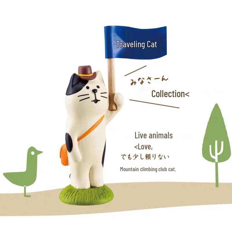 Zakka Katze klettert Berge: Kreative Harz-Reiseornamente