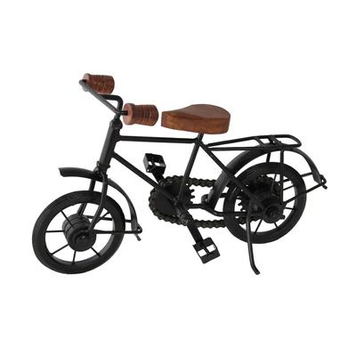 Iron, Wood Decorative Miniature of Metal Cycle Bicycle Showpiece (11.50 X 4 X 7 Inches, Black)