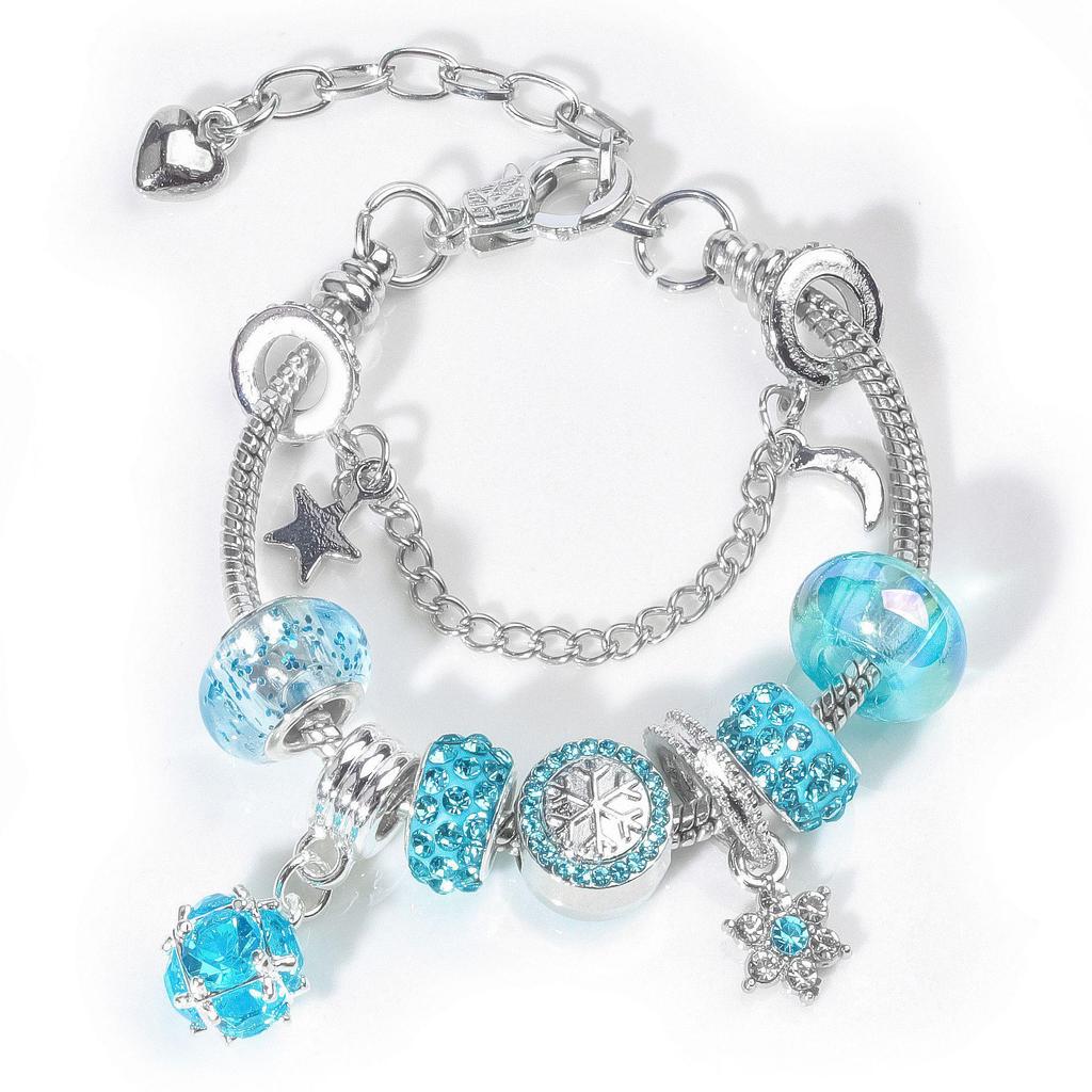 European-American Christmas Snowflake Crystal Beaded Bracelet - Women's Alloy Jewelry