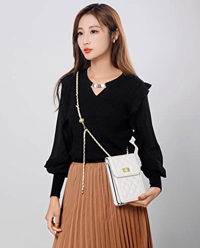 RAKEE Women's Leather Shoulder Bag, Cell Phone Bag, Smartphone Pouch, Crossbody Bag, Wallet Pouch, Stylish Clasp Bag