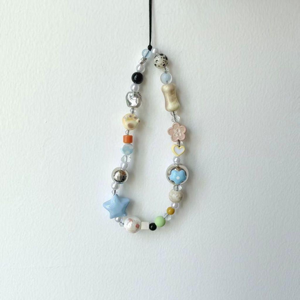 Cute Cat Paw Phone Lanyard With Blue Stars Pvc Handcrafted For Teens And Girls