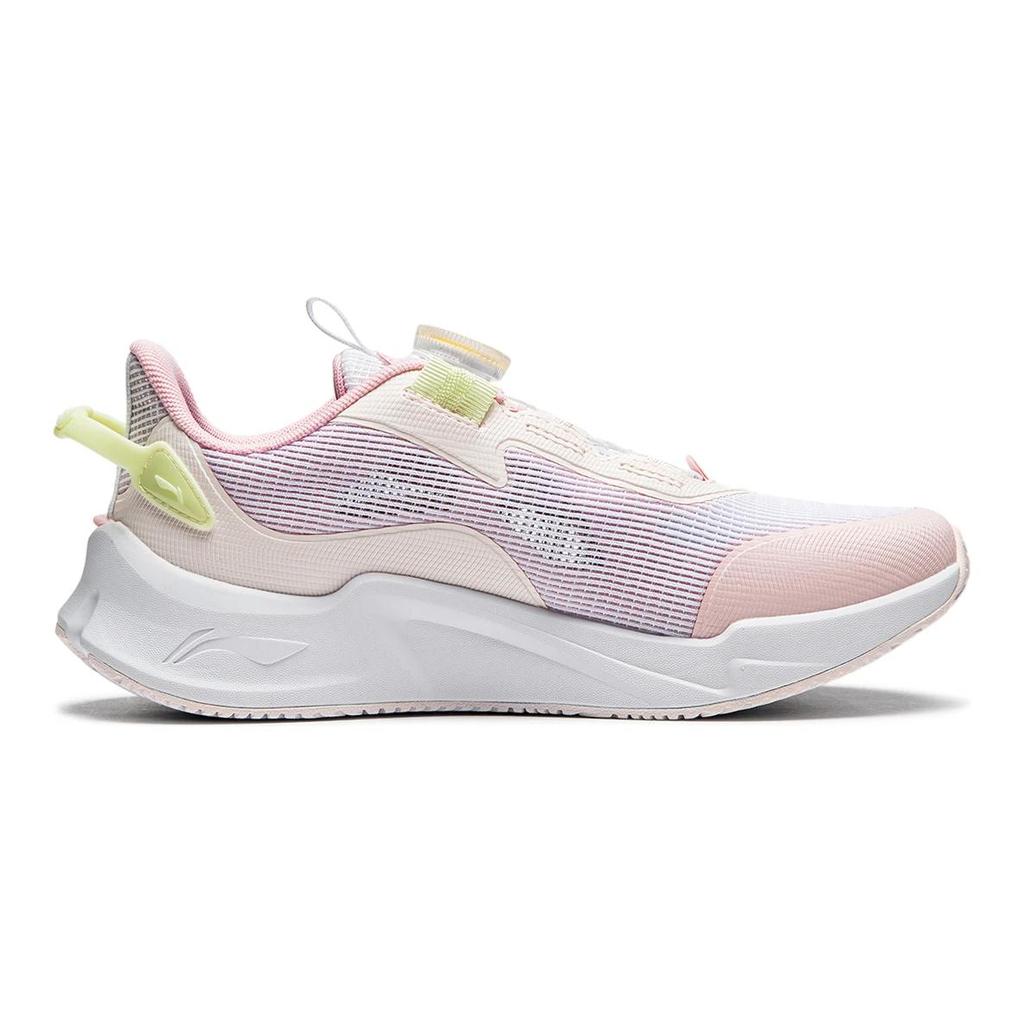 Li Ning Kids Qiang Yue V2 Knob Shock Absorption Wear Resistant Low Top Casual Shoes Kids Casual Shoes White Pink YKCU046-4