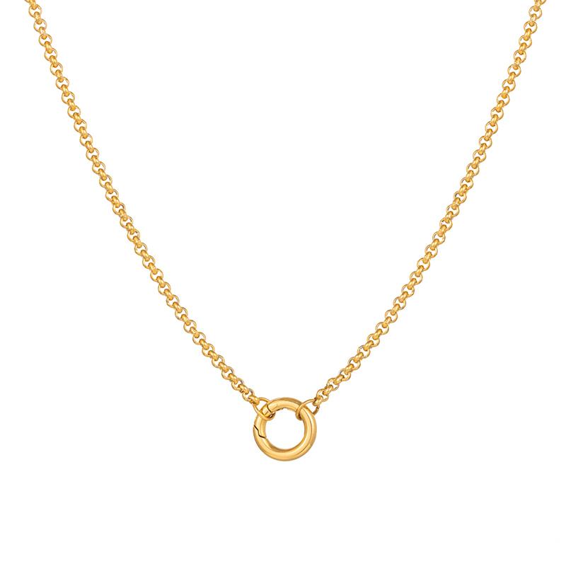 316L Stainless Steel Hollow Round Necklaces Foxanry Fashion Minimalist Waterproof Daily Party Jewelry Gifts EL0088